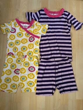 Hanna Andersson Yellow Floral & Purple Stripe Short-Sleeve Pajama Sets